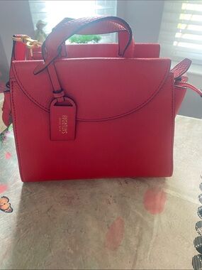 Sole Society Bright Red Leather Mini Satchel with Top Handle